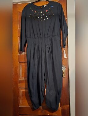 Vintage Stefano World Wide Black Embellished Women's Jumpsuit